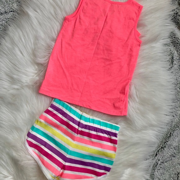 Neon Pink Lace Top w/ Stripe Shorts - Picture 3 of 3